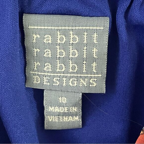 Rabbit Rabbit Rabbit Short Sleeve Fit & Flare MIDI Printed Dress Red Blue Sz 10 - Picture 6 of 11